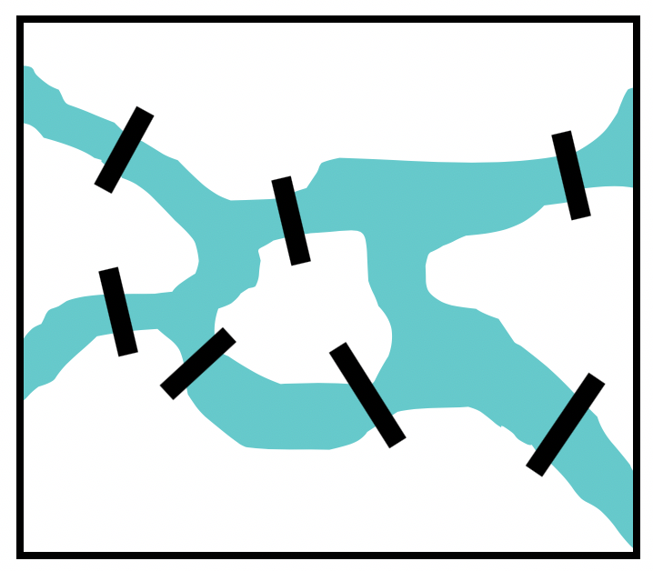 Diagram of a river with bridges