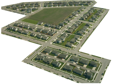 A picture of a hypothetical suburban neighborhood